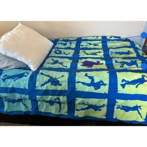 Fortnite Boogie Bomb Reversible Comforter Twin Size Bedding Epic Game Blue Quilt